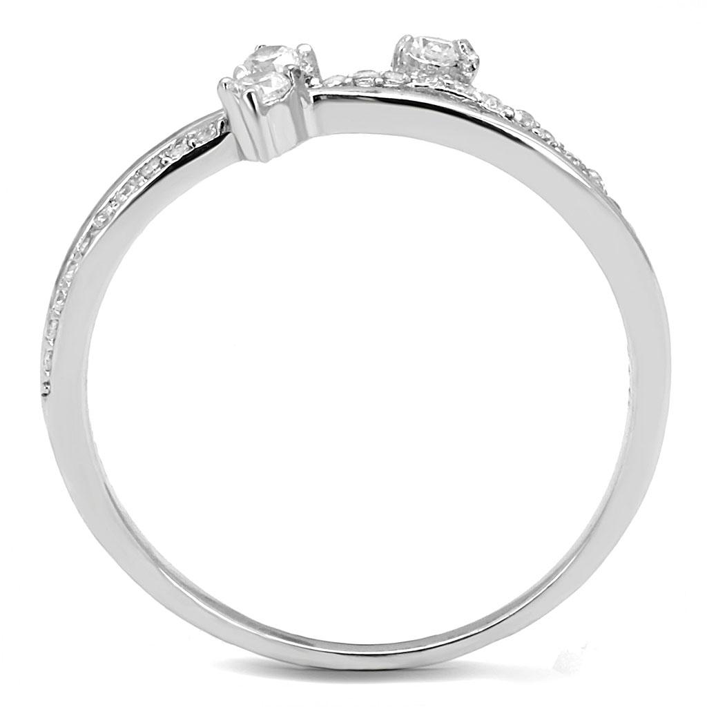 Rhodium 925 Sterling Silver Ring with AAA Grade CZ in Clear