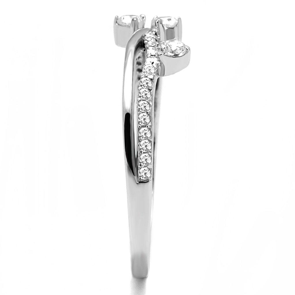 Rhodium 925 Sterling Silver Ring with AAA Grade CZ in Clear