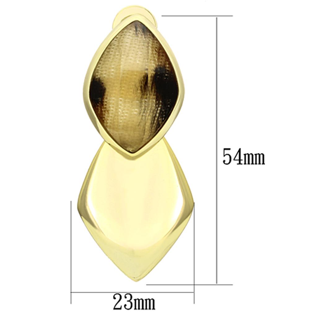 IP Gold (Ion Plating) Brass Earrings with Synthetic Synthetic
