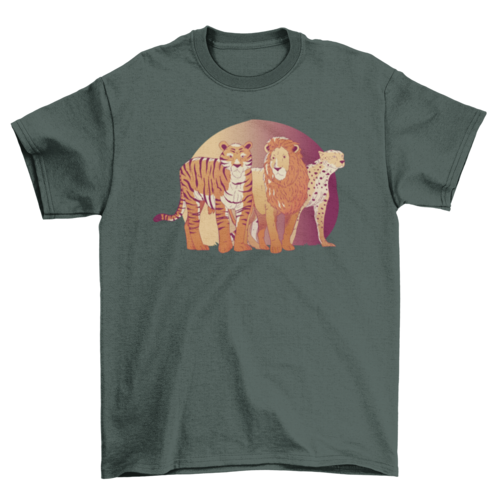 Lion and tigers wild animals t-shirt