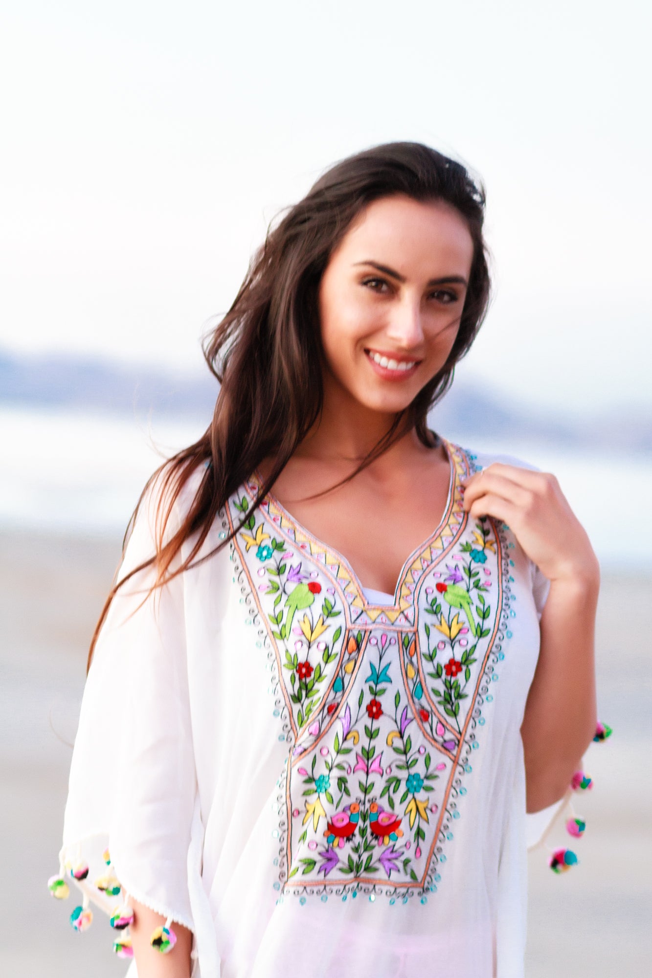 Boho Maxi Dress, Beach caftan, white beach dress