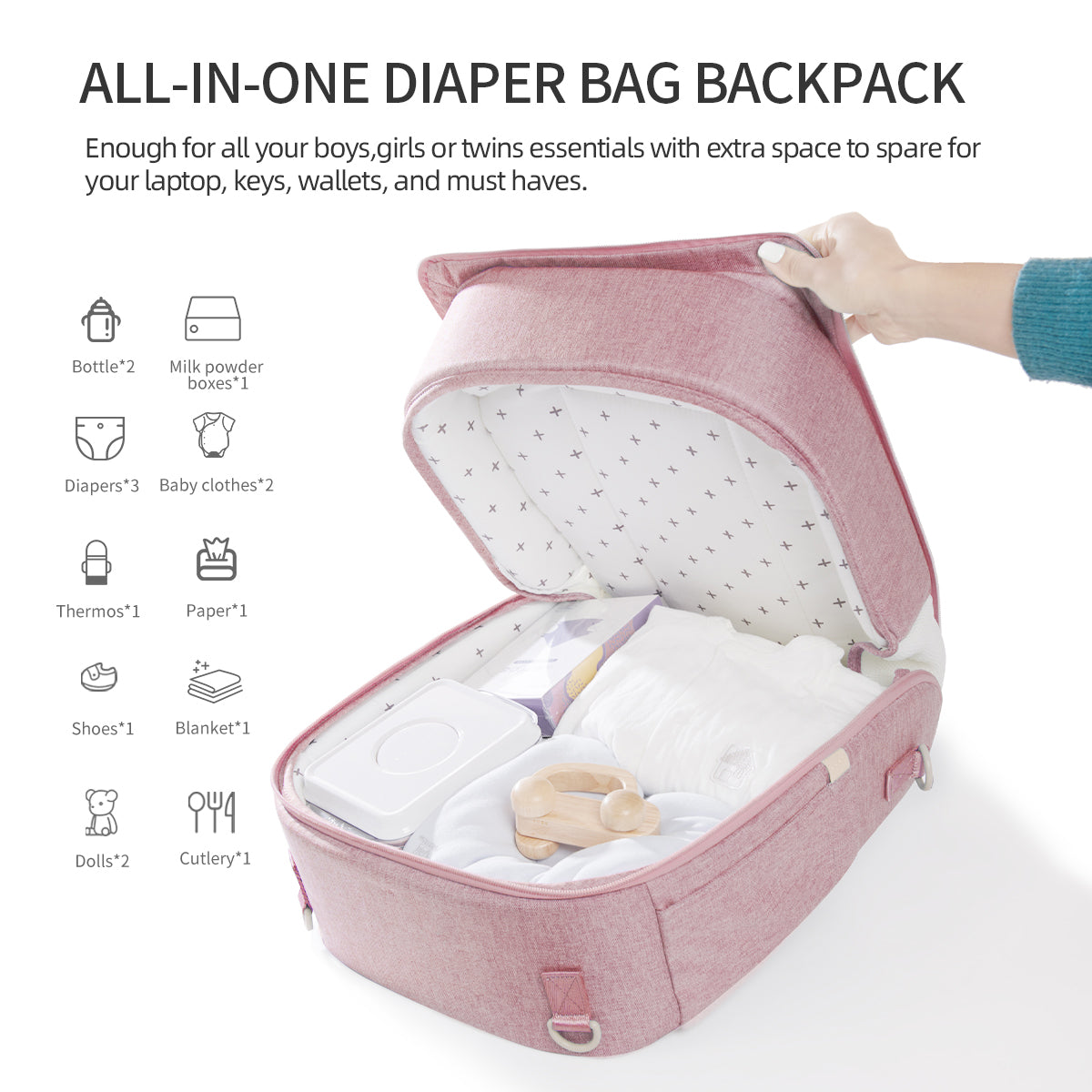 NEW ME IM Portable Baby Diaper Bag Backpack with Changing Pad