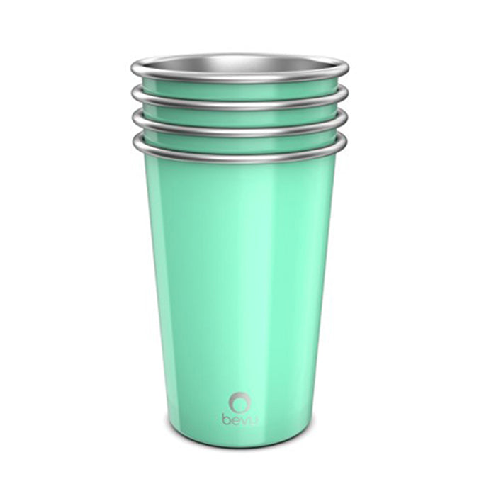Bevu® FIESTA Steel Cups (4) Mint 470ml / 16oz.