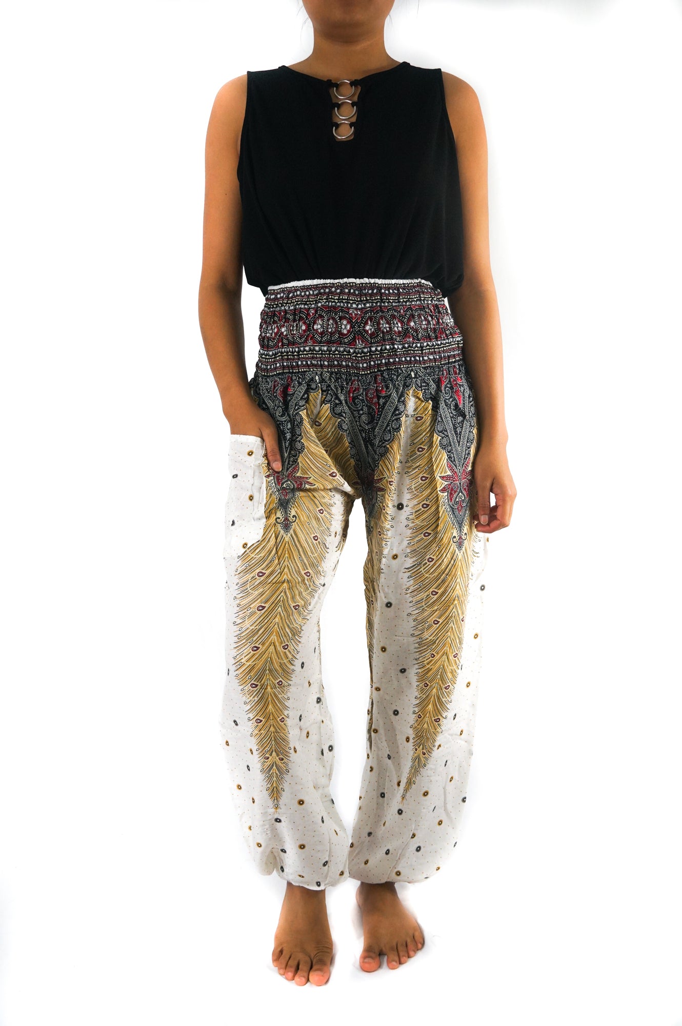 WHITE PEACOCK Women Boho Pants Hippie Pants