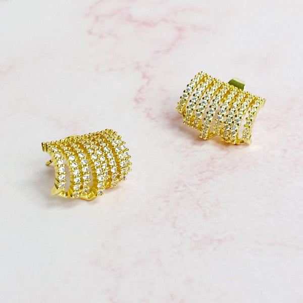 Shines In A Row Half Hoop Earrings