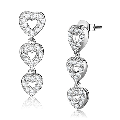 LOS722 - Rhodium 925 Sterling Silver Earrings with AAA Grade CZ in