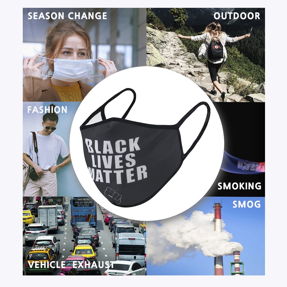 Black BLM 3-Layered Face Cover-PM0219