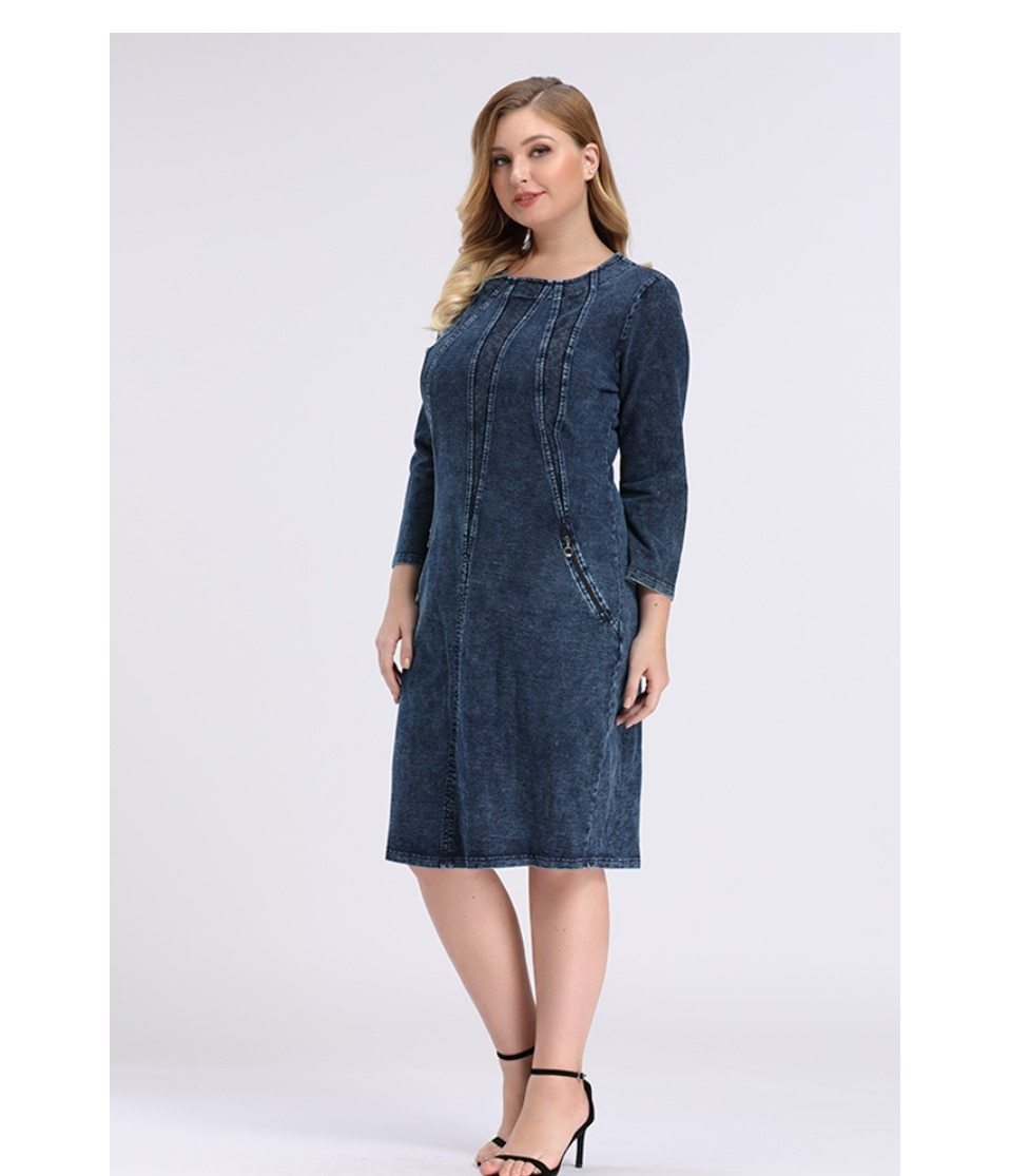 Women's Plus Size Denim Dress Premium Stretch Denim Slim Fit Dress