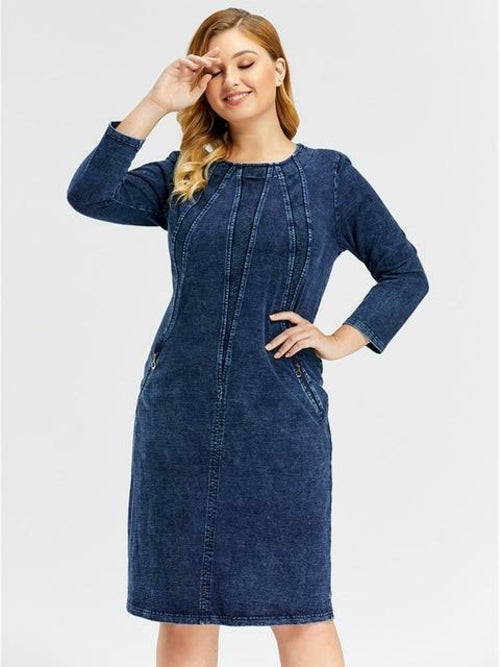 Women's Plus Size Denim Dress Premium Stretch Denim Slim Fit Dress