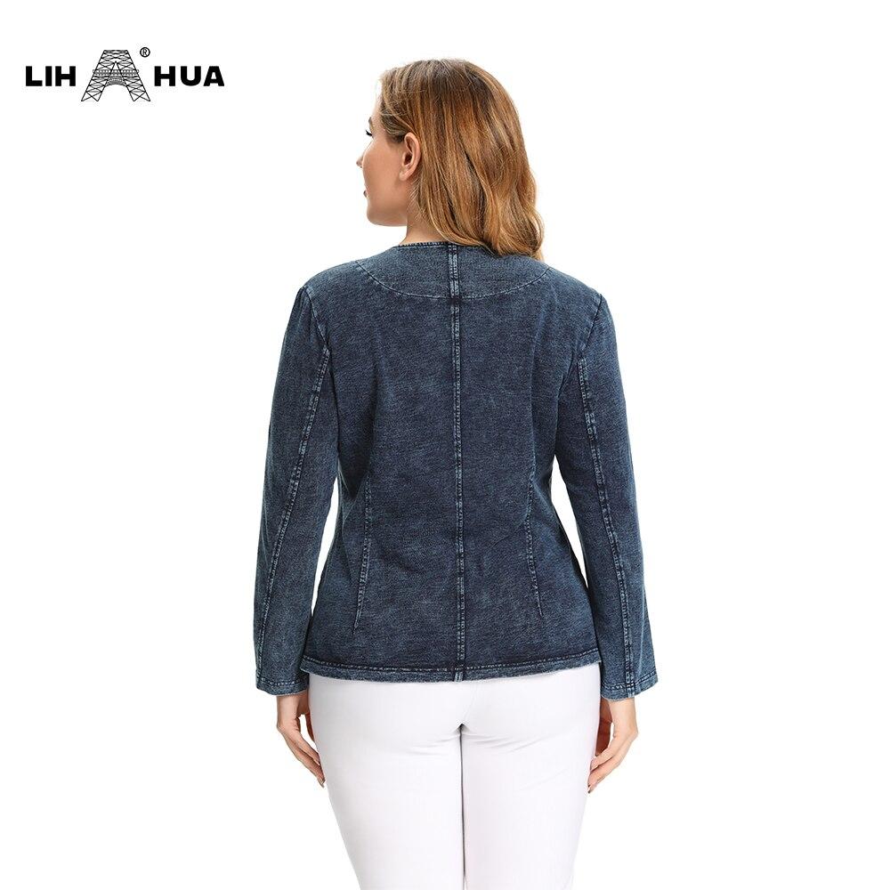 Women's Plus Size Autumn Casual Denim Jacket High Flexibility Cotton