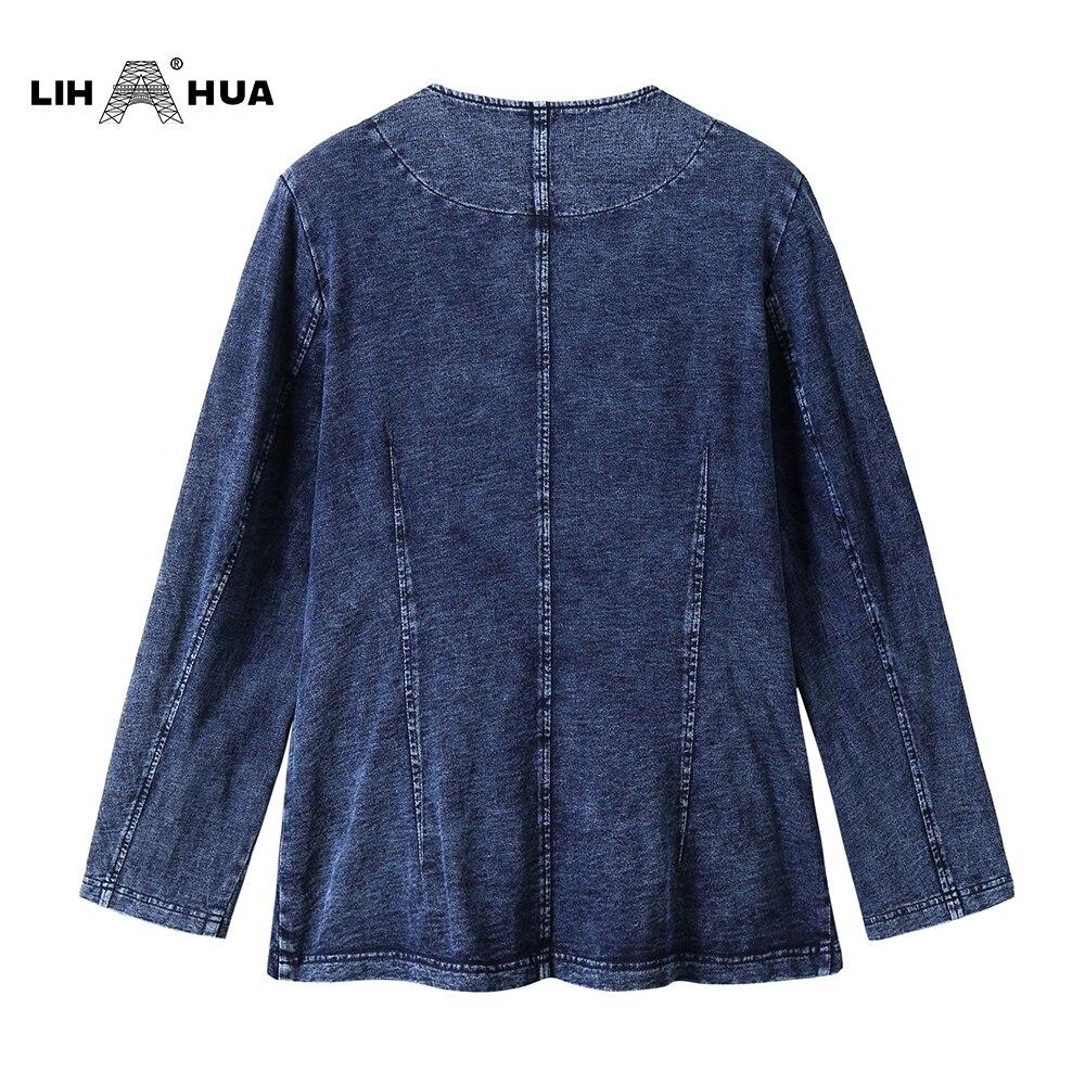 Women's Plus Size Autumn Casual Denim Jacket High Flexibility Cotton
