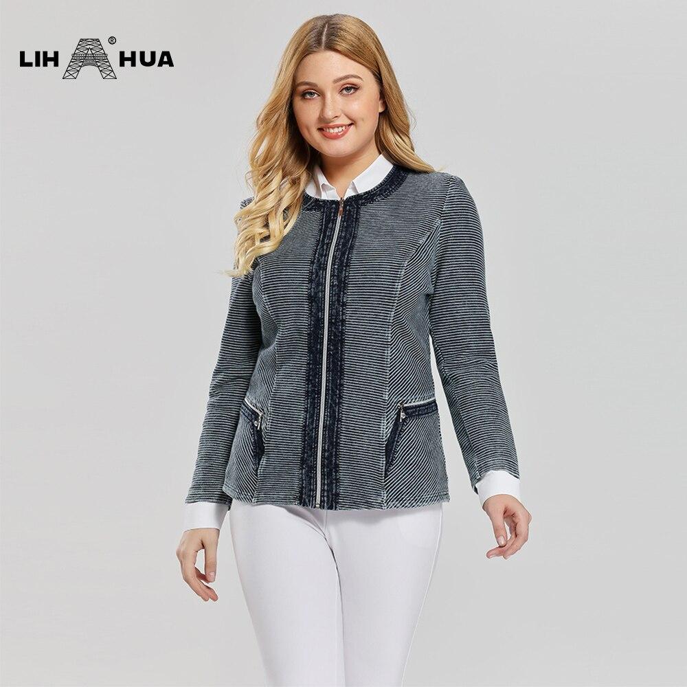 Women's Plus Size Casual Fashion Denim Jacket Premium Stretch Knitted