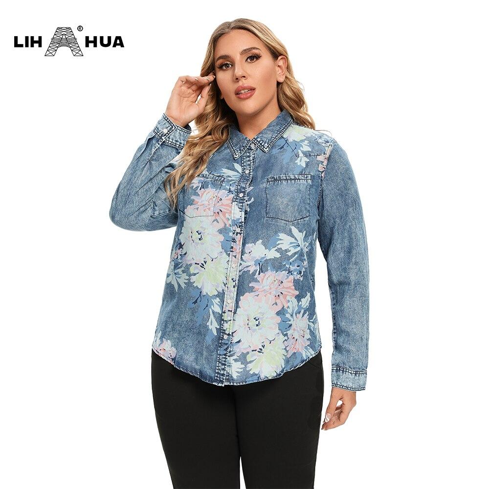Women's Blouses Plus Size Denim Tops Shirt Summer Shirt Casual Sleeve