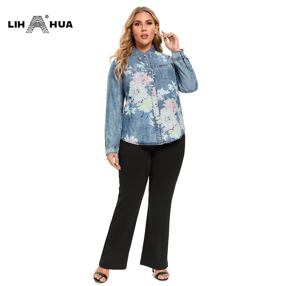 Women's Blouses Plus Size Denim Tops Shirt Summer Shirt Casual Sleeve