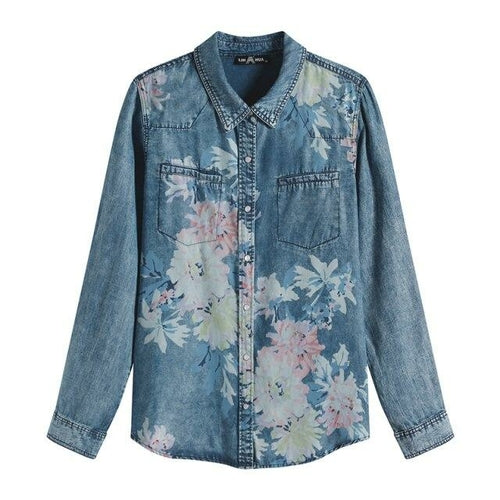 Women's Blouses Plus Size Denim Tops Shirt Summer Shirt Casual Sleeve