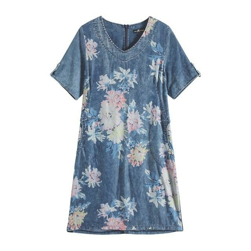 Women's Plus Size Denim Dress Summer Slim Fit Dress Casual Dress