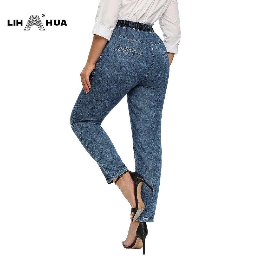 Women's Plus Size Casual Jeans High Flexibility Cotton Woven Thin