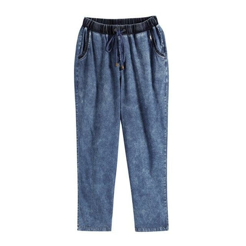 Women's Plus Size Casual Jeans High Flexibility Cotton Woven Thin