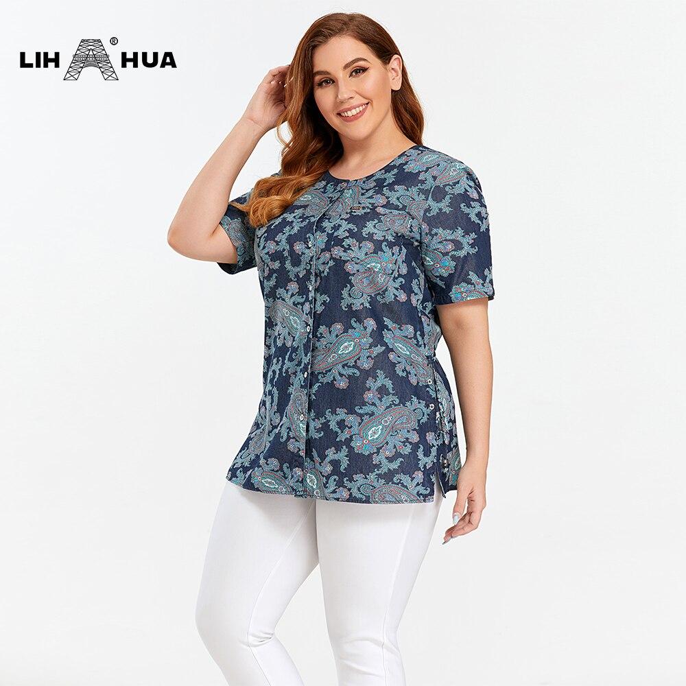 Women's Blouses Plus Size Denim Tops Shirt Summer Shirt Casual Sleeve