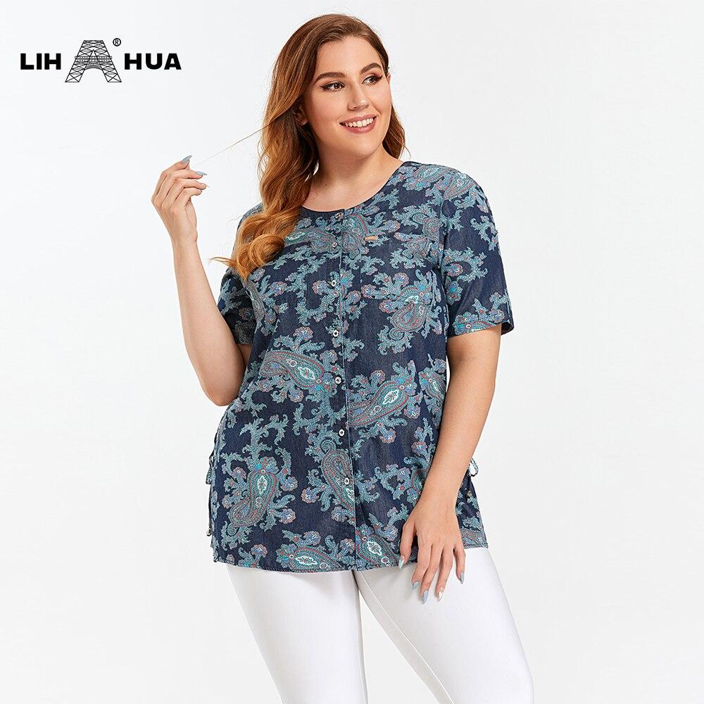 Women's Blouses Plus Size Denim Tops Shirt Summer Shirt Casual Sleeve