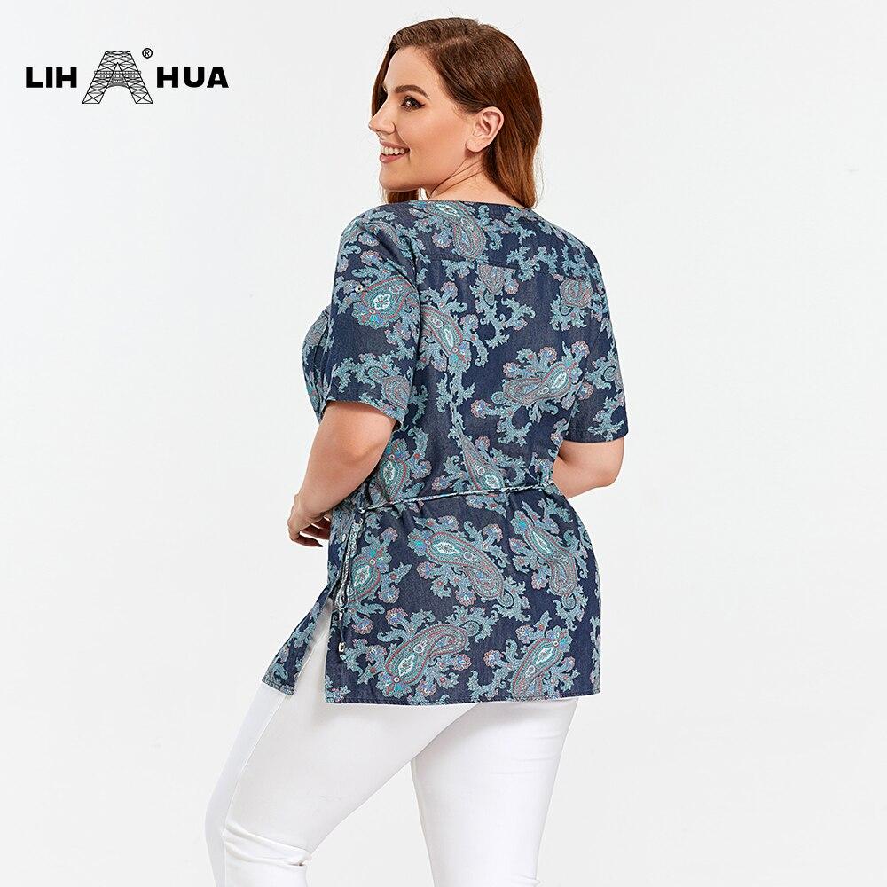 Women's Blouses Plus Size Denim Tops Shirt Summer Shirt Casual Sleeve