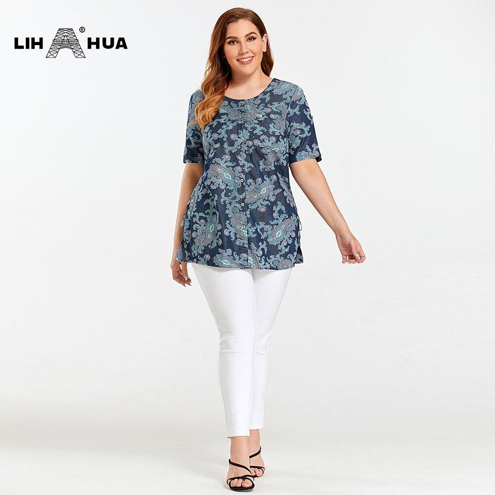 Women's Blouses Plus Size Denim Tops Shirt Summer Shirt Casual Sleeve