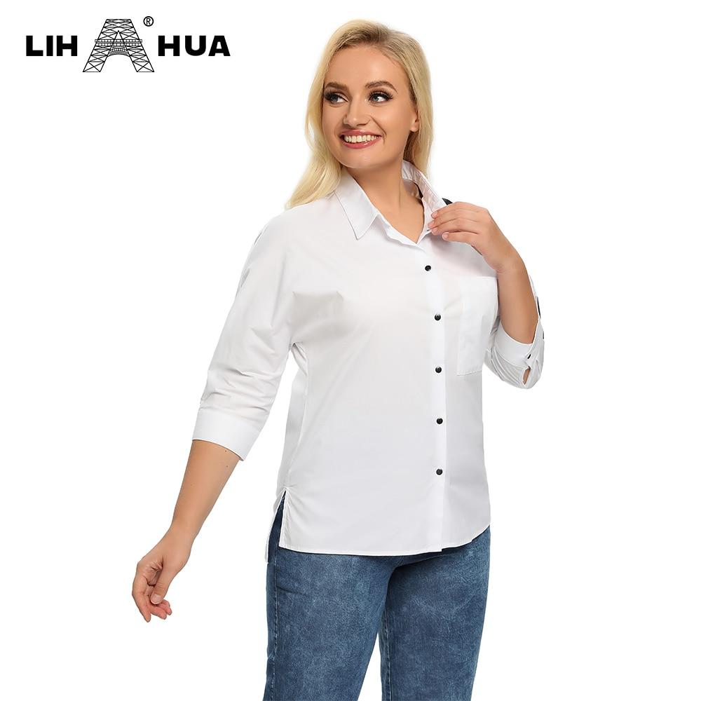 Women's Plus Size Spring Shirt With Elastic Lapel Tie Buttons Casual