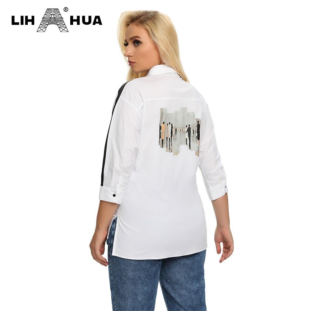 Women's Plus Size Spring Shirt With Elastic Lapel Tie Buttons Casual