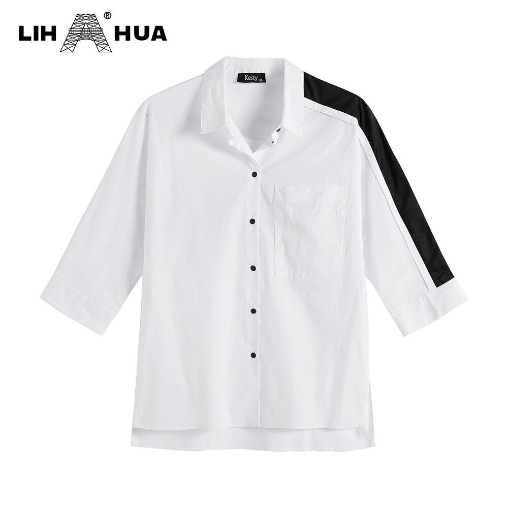 Women's Plus Size Spring Shirt With Elastic Lapel Tie Buttons Casual