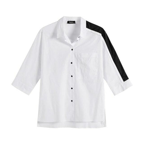 Women's Plus Size Spring Shirt With Elastic Lapel Tie Buttons Casual