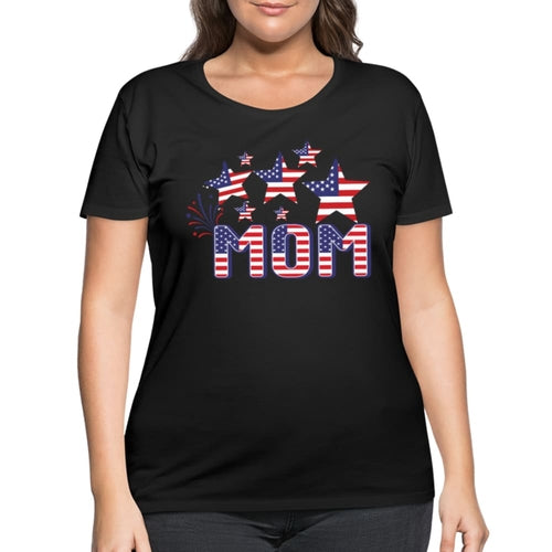 Graphic Tee, Stars And Stripes Mom, Womens Plus Size Curvy T-shirt