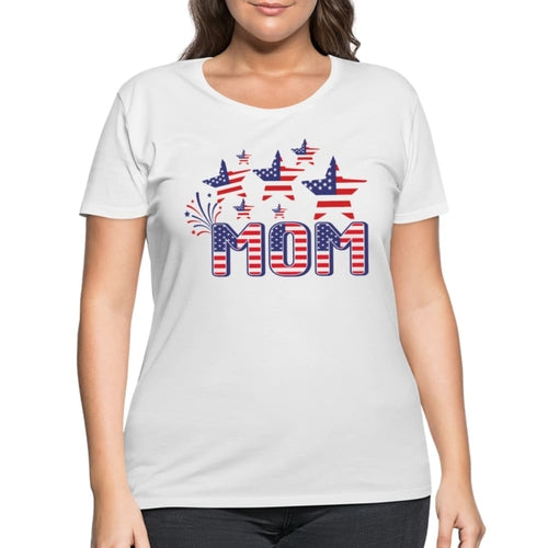Graphic Tee, Stars And Stripes Mom, Womens Plus Size Curvy T-shirt