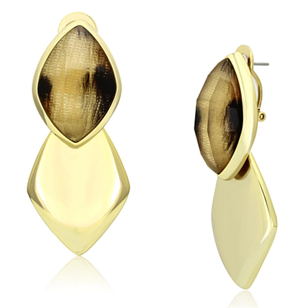 IP Gold (Ion Plating) Brass Earrings with Synthetic Synthetic