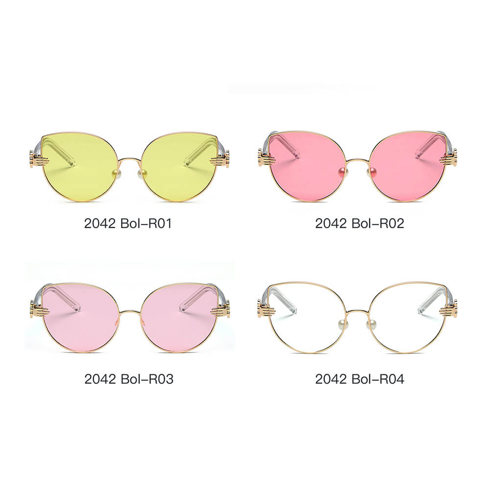 NEW ME IM Women Metal Frame Cat Eye Hands Classic Sunglasses