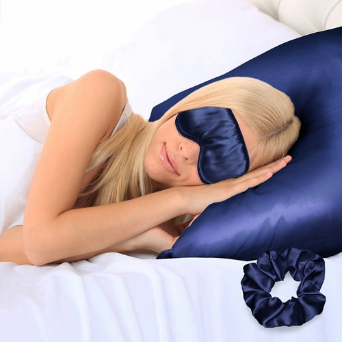 Super-Soft Satin Pillowcase, Eye Mask & Scrunchie ( 3-Piece Set)