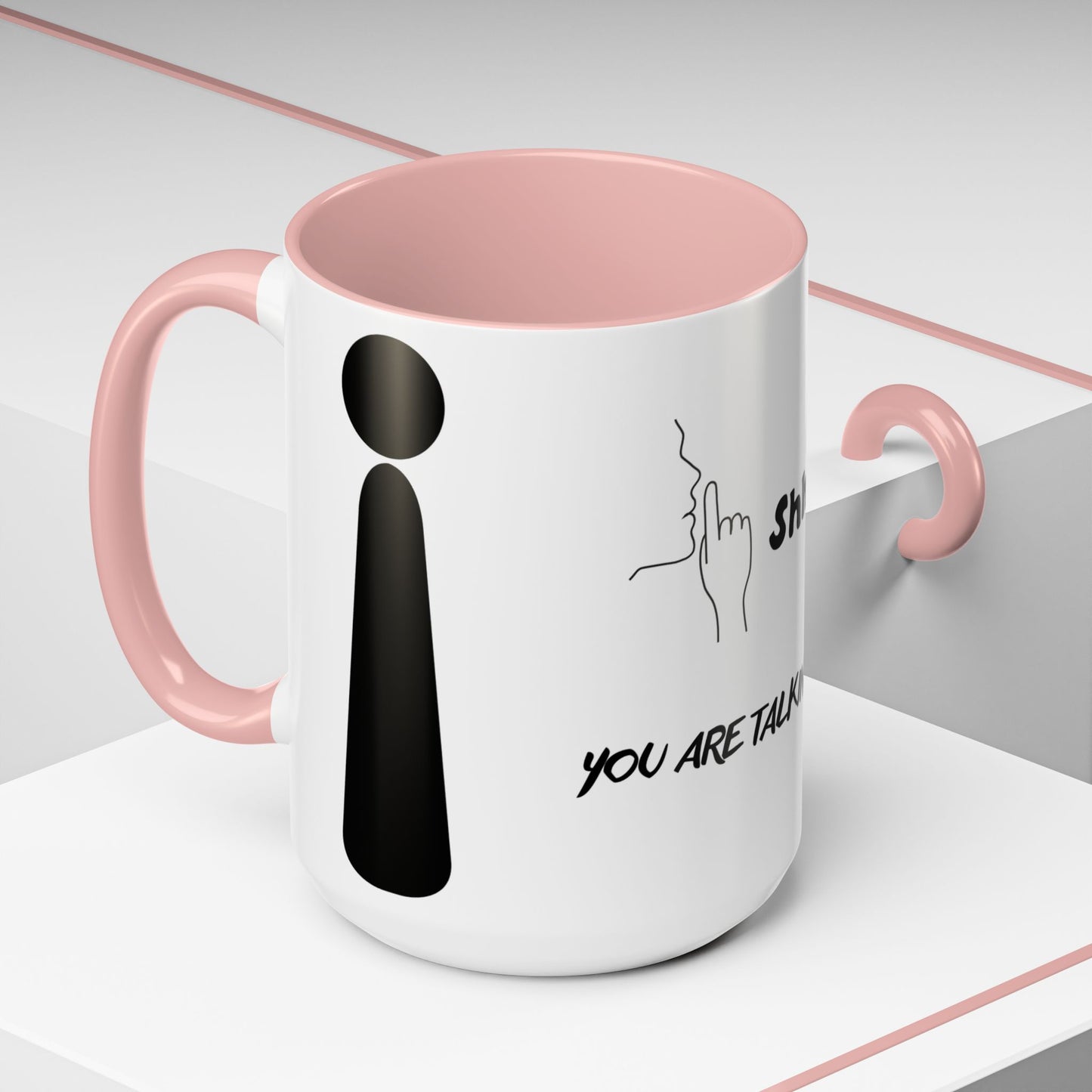 Funny Shhh Coffee Mug, Gift for Friends, Office Humor Cup, Black Accent Mug, Tea Lover's Present