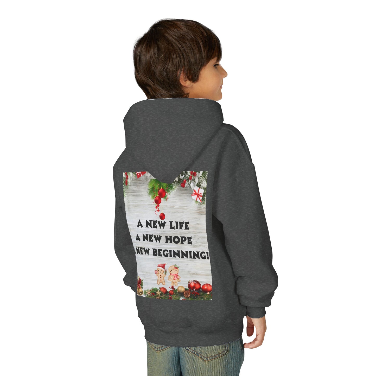 Youth Hooded Sweatshirt - Christmas Cheer, Cozy Holiday Gift, Festive Sweatshirt for Kids, Seasonal Wear, New Year Celebration