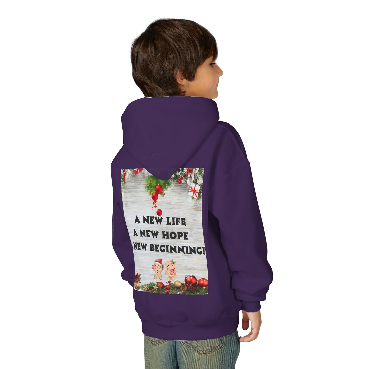 Youth Hooded Sweatshirt - Christmas Cheer, Cozy Holiday Gift, Festive Sweatshirt for Kids, Seasonal Wear, New Year Celebration