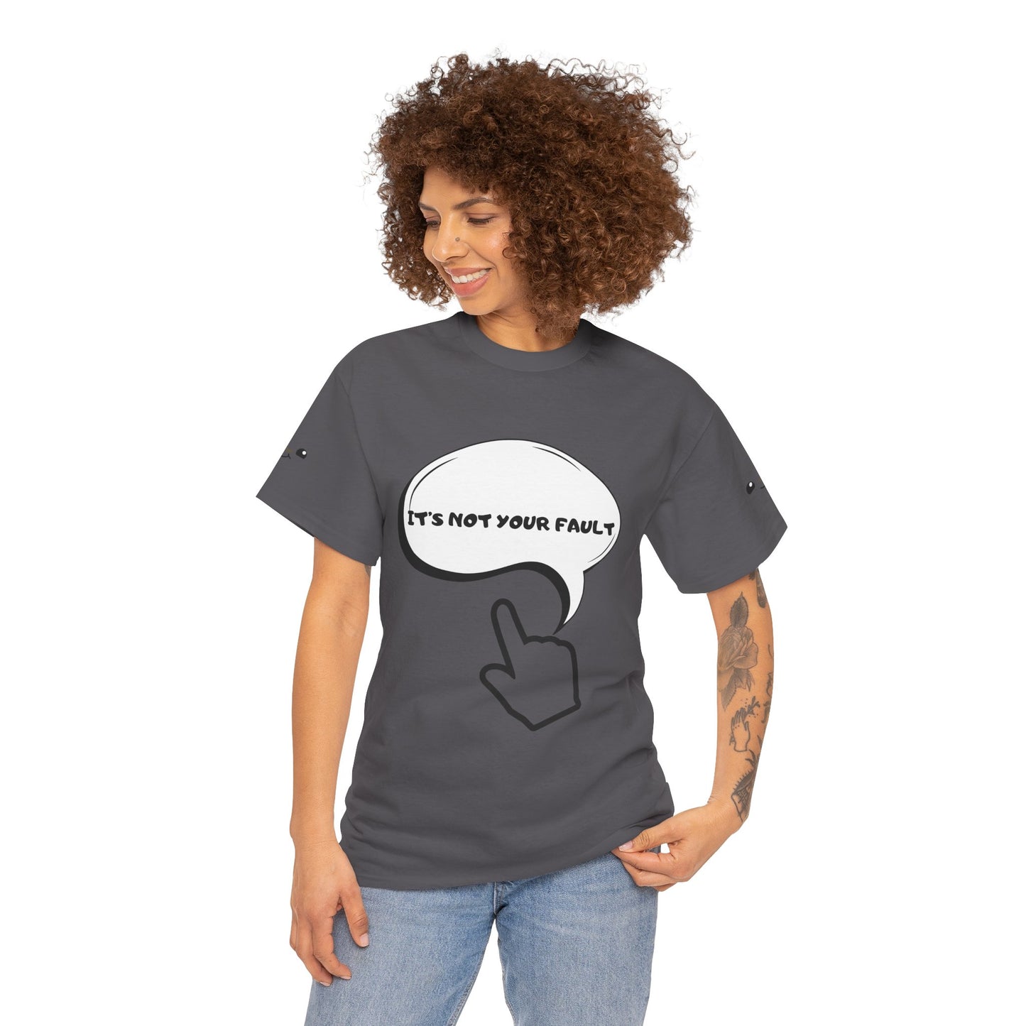 Graphic Tee — "It's Not Your Fault" Comic-Style Pointing Design