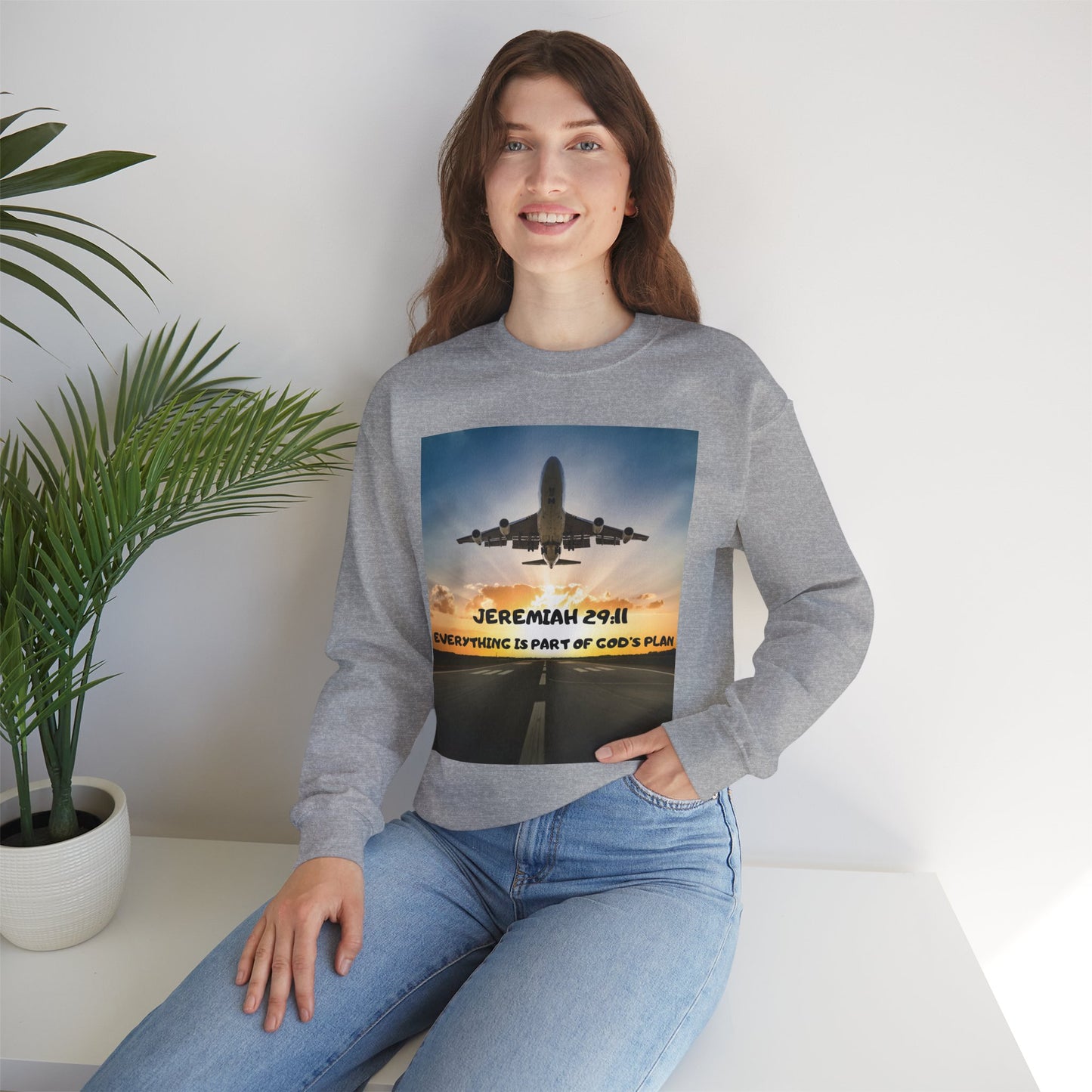"Jeremiah 29:11 / Matthew 28:20" Christian Crewneck Inspirational Bible Verse Sweatshirt