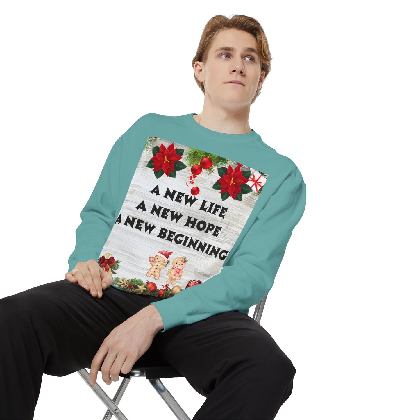 Cozy Holiday Sweatshirt - A New Life, New Hope, New Beginning, Christmas Gift, Unisex Apparel, Festive Wear, Winter Fashion