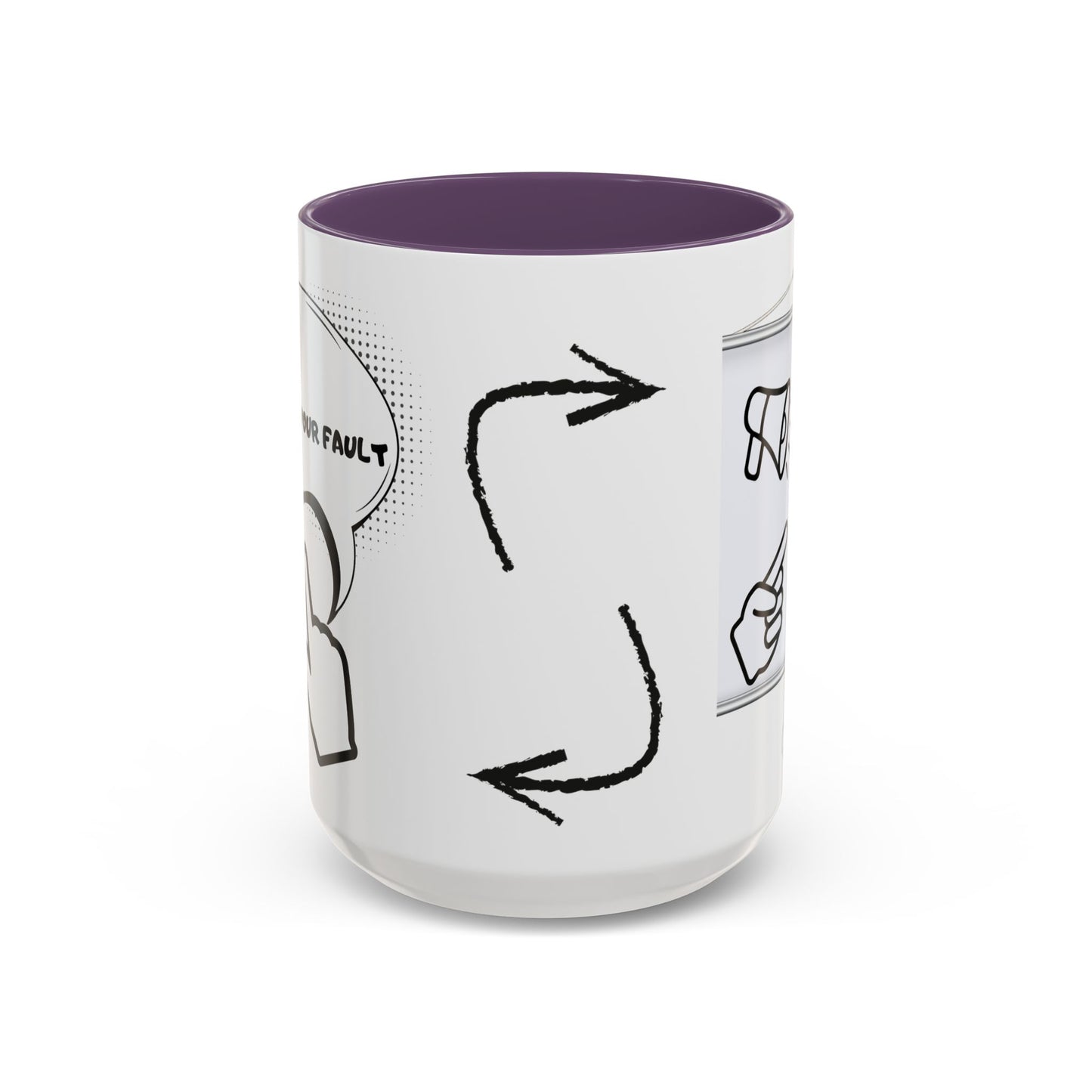 Accent Coffee Mug — Funny 'It Is Not your Fault' Doodle Cartoon Mug (11/15oz)