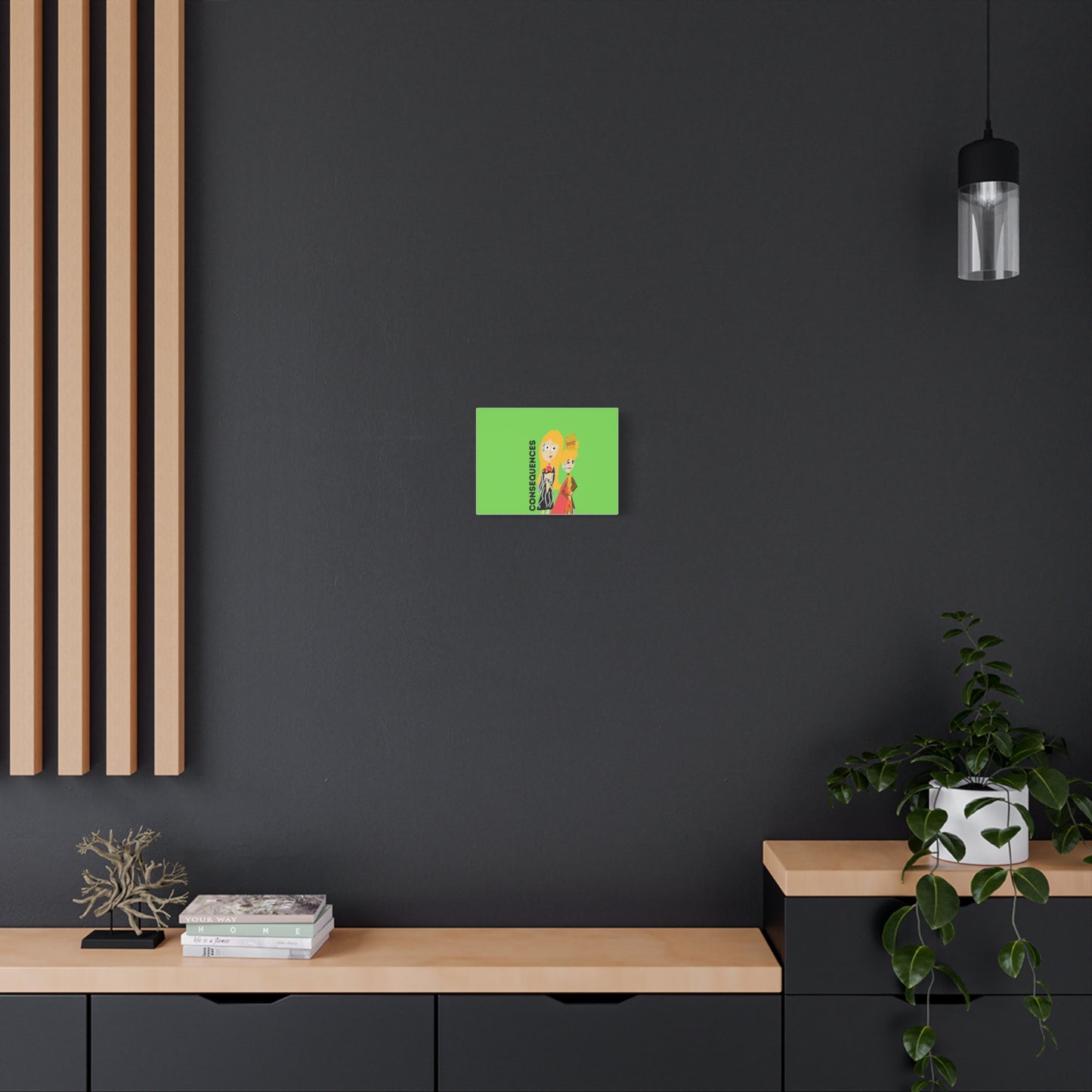 CONSEQUENCES ISAAC IDYER ARTS Canvas Wall Art with 'Consequences' Design | Home Decor, Funny Artwork, Quirky Gifts, Stylish Room Accent, Unique Wall Decor