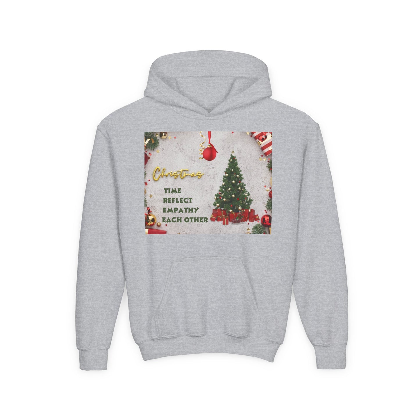 Youth Hooded Sweatshirt - Christmas Cheer, Cozy Holiday Gift, Festive Sweatshirt for Kids, Seasonal Wear, New Year Celebration