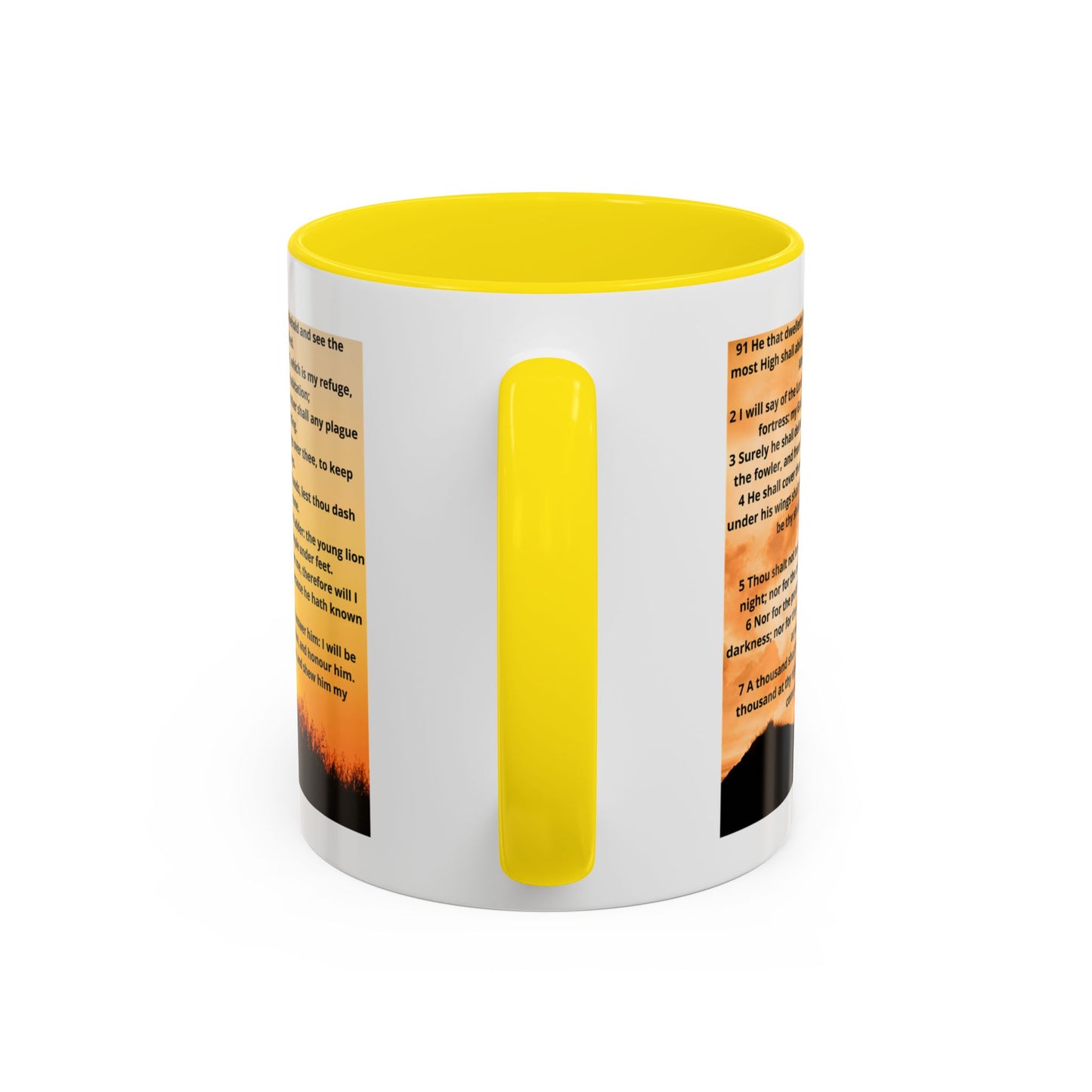 PSALM 91 Inspirational Lion Accent Coffee Mug | Motivational Gift, Scripture Mug, Unique Home Decor, Faith-Based Coffee Cup, Lion Design