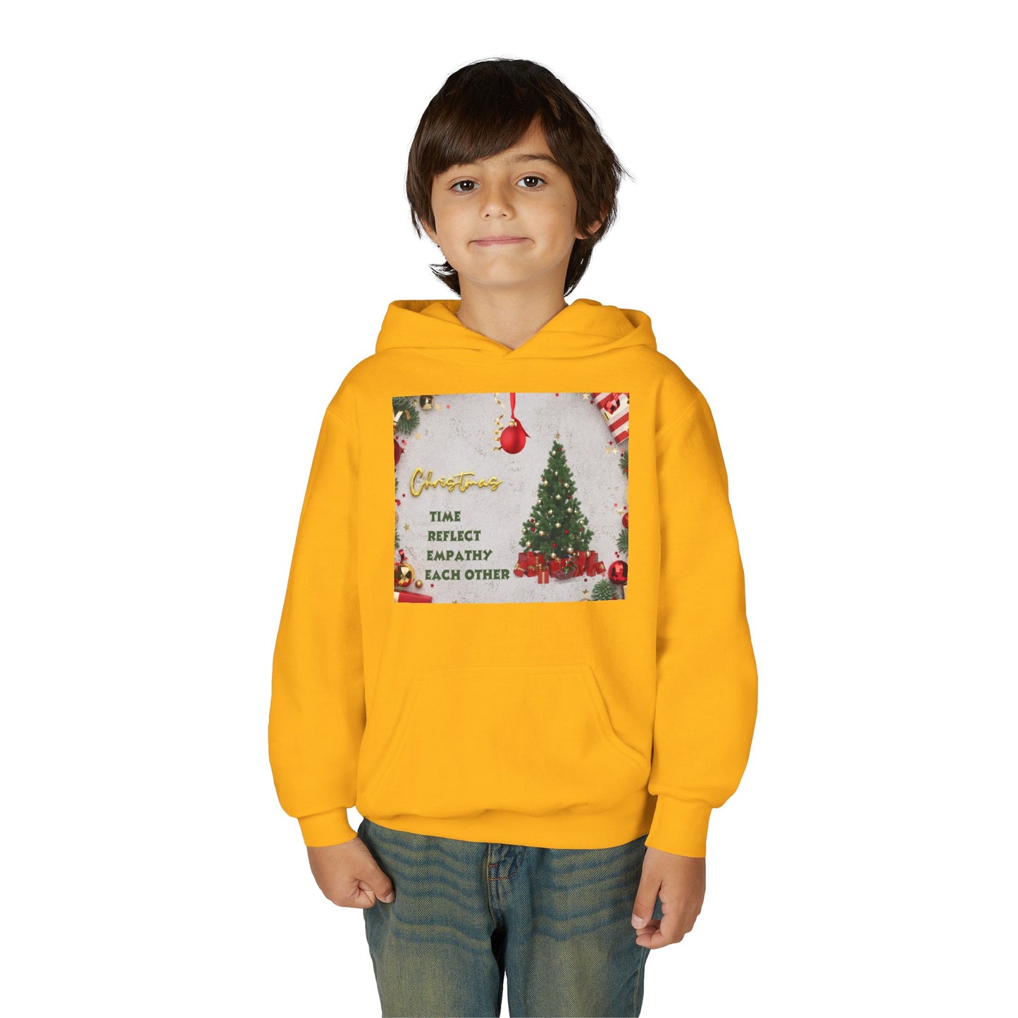 Youth Hooded Sweatshirt - Christmas Cheer, Cozy Holiday Gift, Festive Sweatshirt for Kids, Seasonal Wear, New Year Celebration