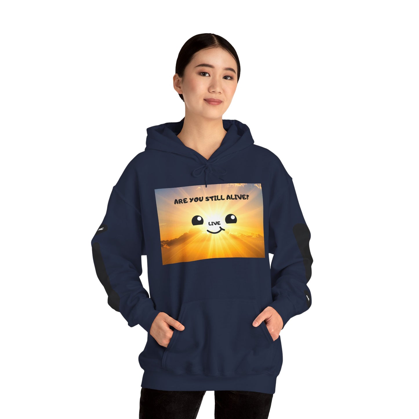 Smile Face Hoodie — "Are You Still Alive?" Sunrise Graphic Hooded Sweatshirt