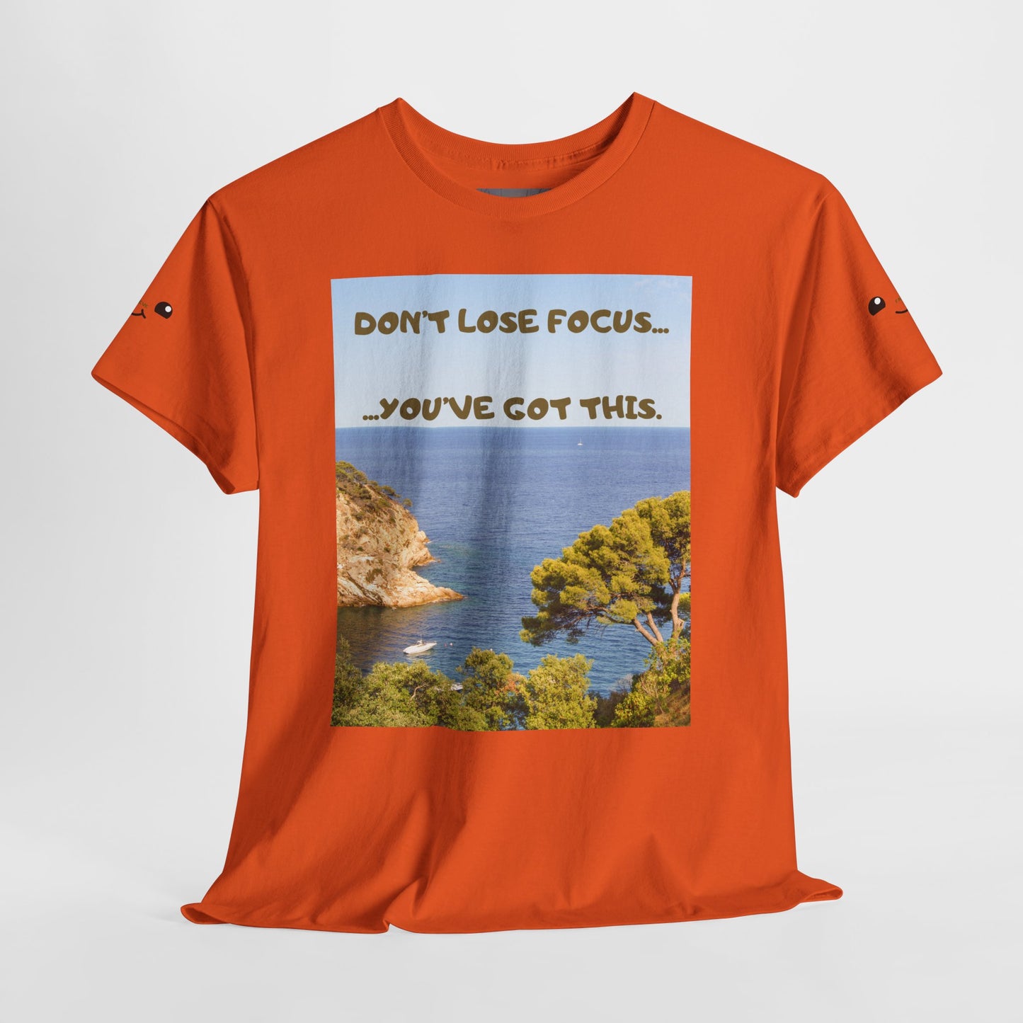 Motivational Tee — "Don't Lose Focus, You've Got This" Beach Graphic
