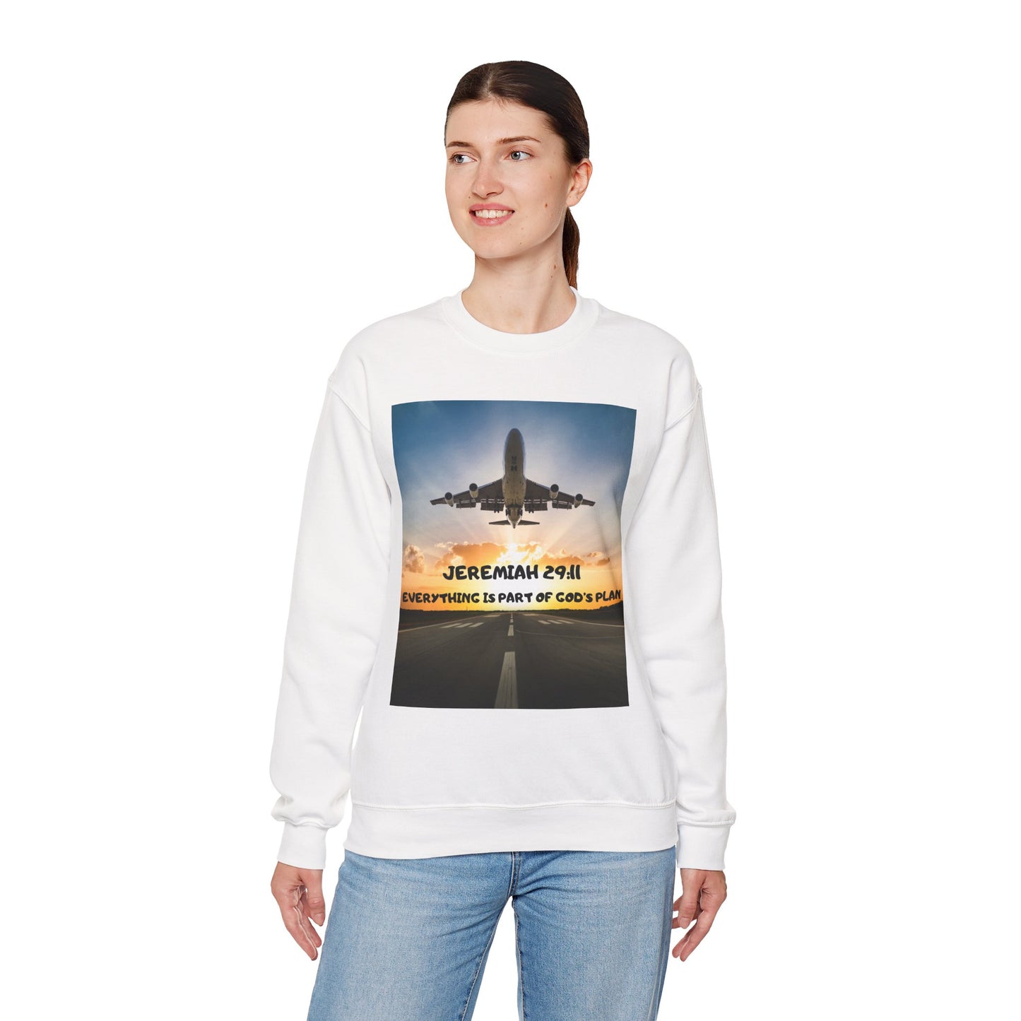 "Jeremiah 29:11 / Matthew 28:20" Christian Crewneck Inspirational Bible Verse Sweatshirt