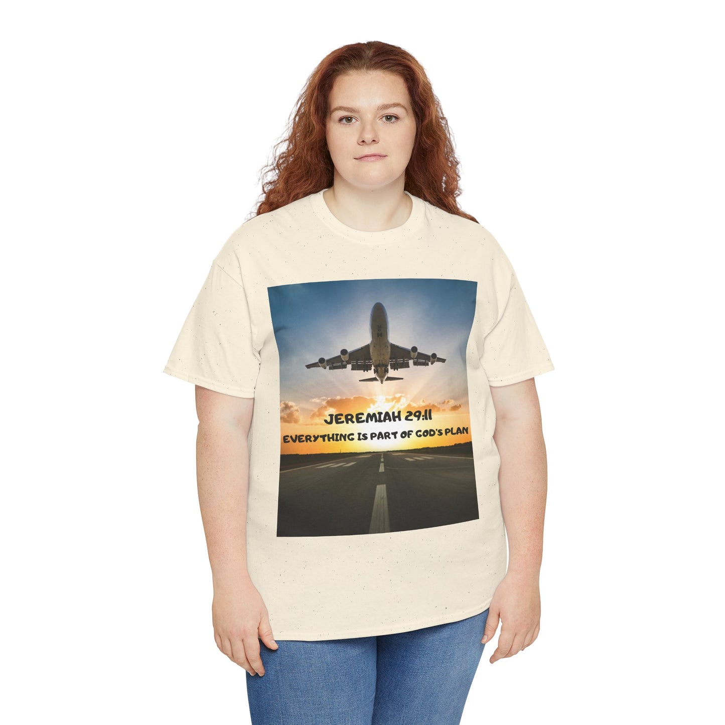 Faith Travel T‑Shirt — “Jeremiah 29:11 / Matthew 28:20” Inspirational Plane Tee